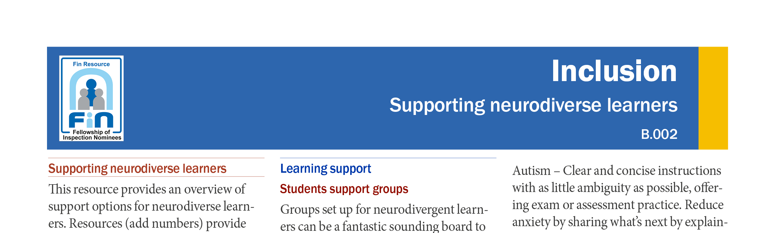 B102. Supporting neurodiverse learners
