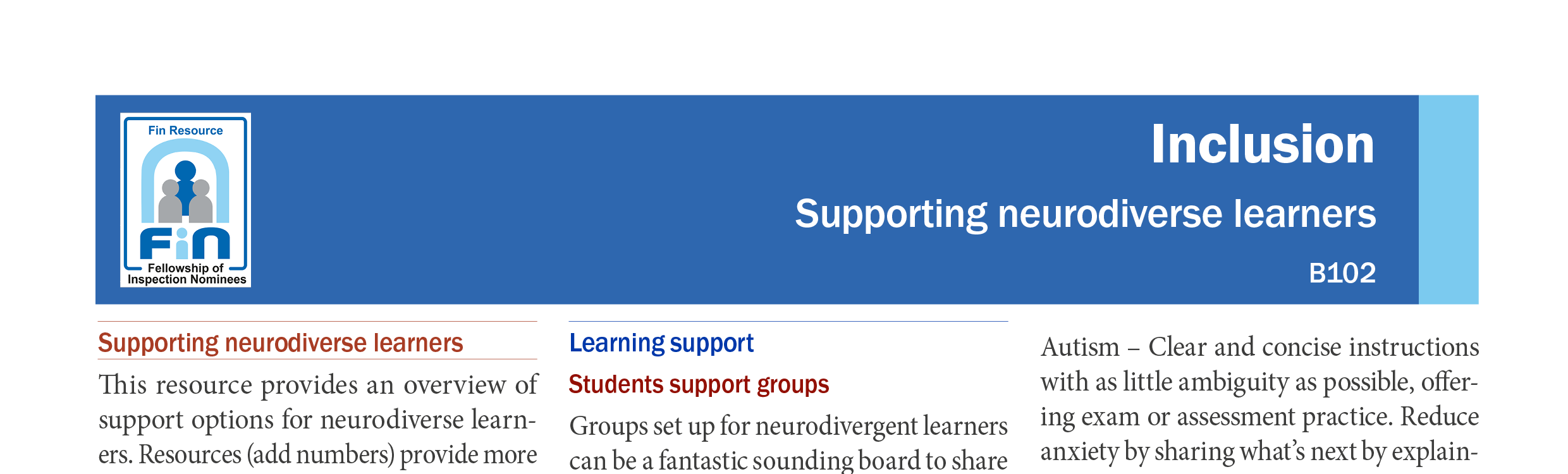 B102. Supporting neurodiverse learners