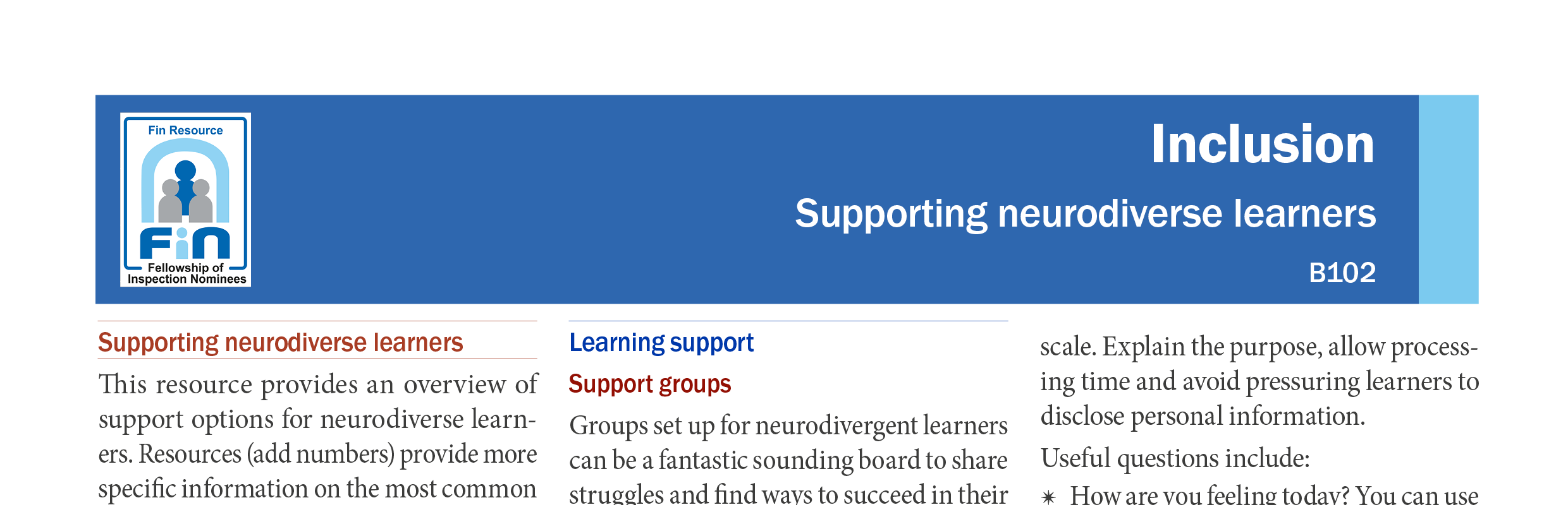 B102. Supporting neurodiverse learners