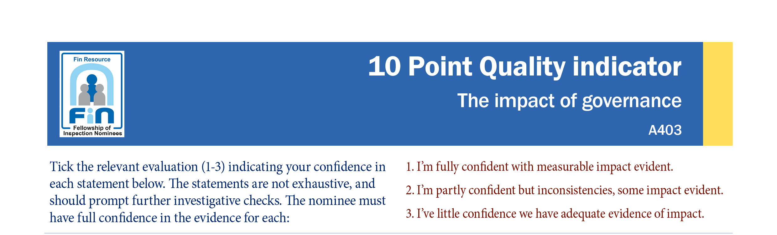 A403. Indicator - The impact of governance