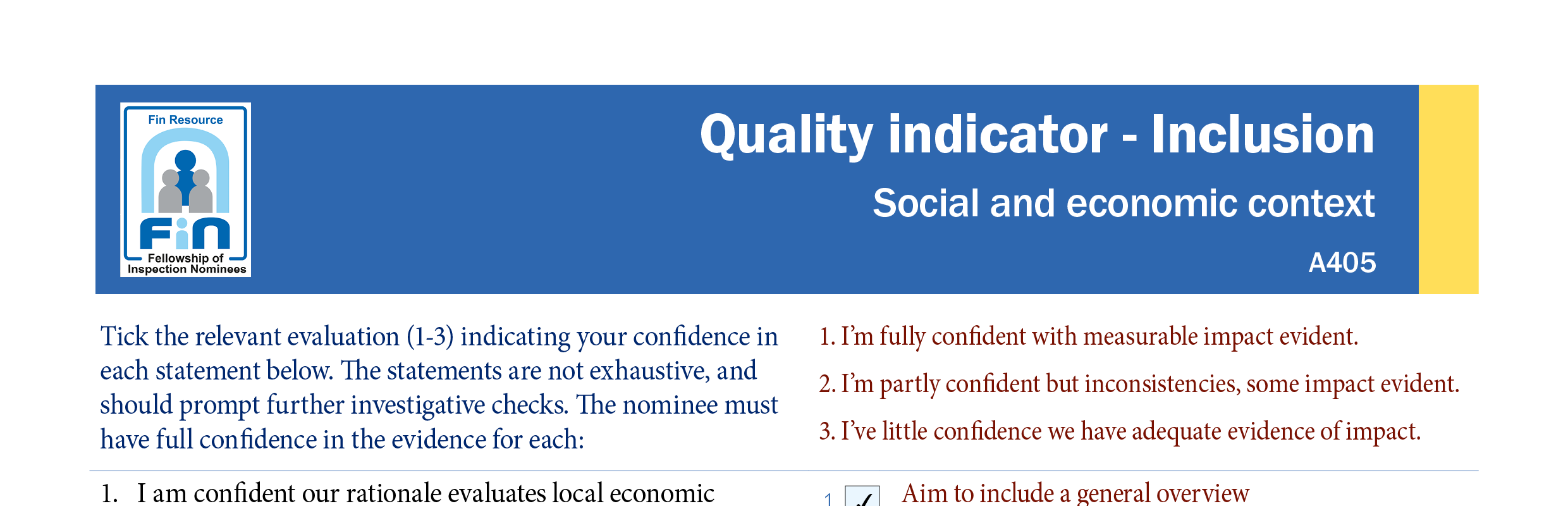 A405. Indicator for social and economic context
