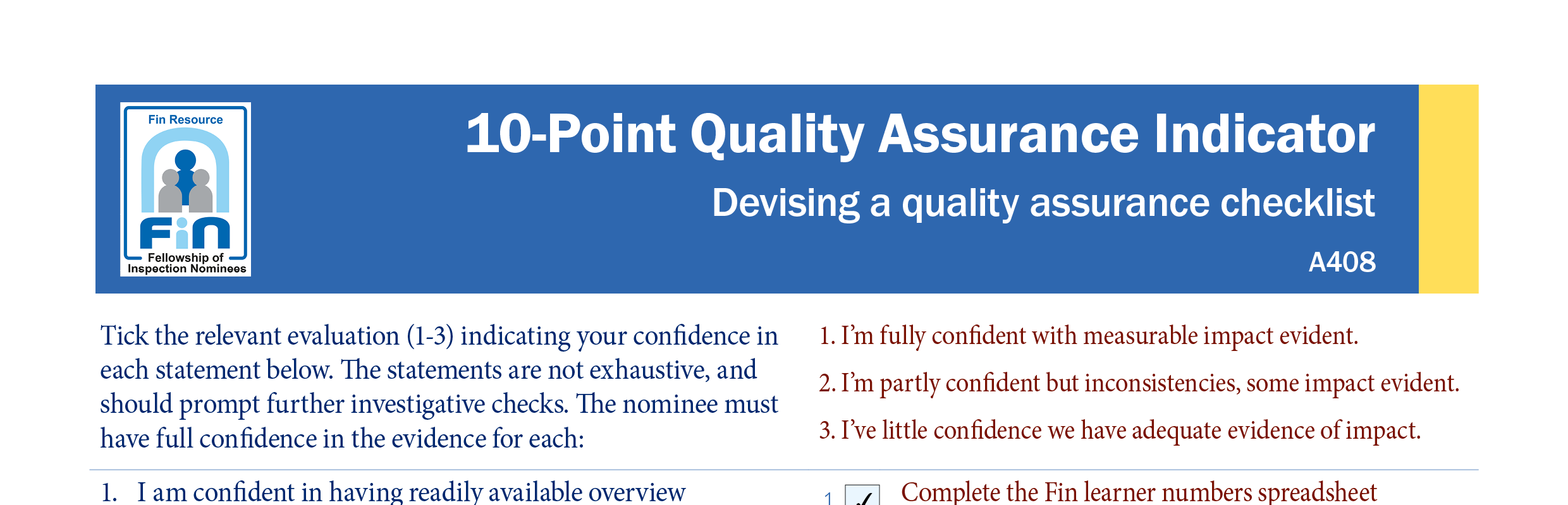 A408. Indicator management QA checklist