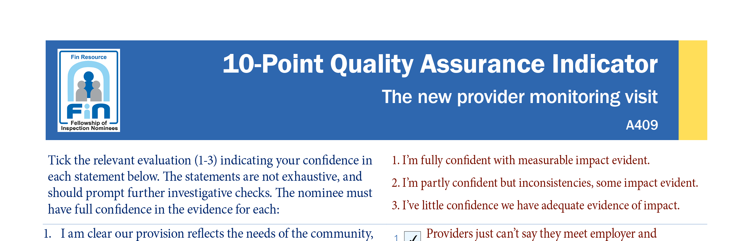 A409. Indicator for the new provider monitoring visit