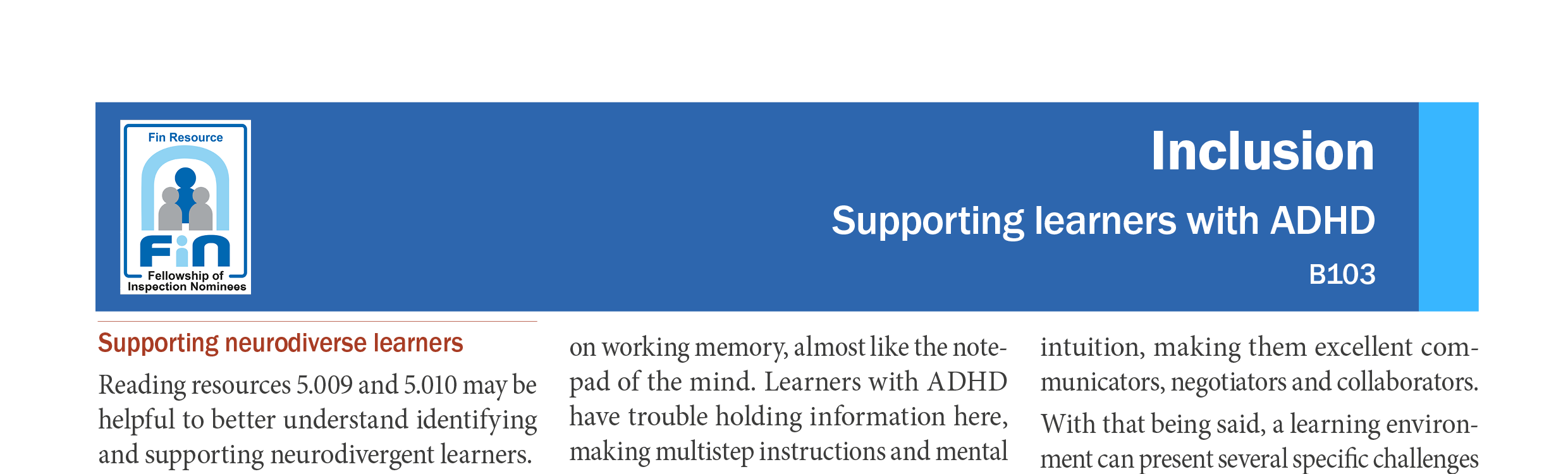 B103. Supporting learners with ADHD