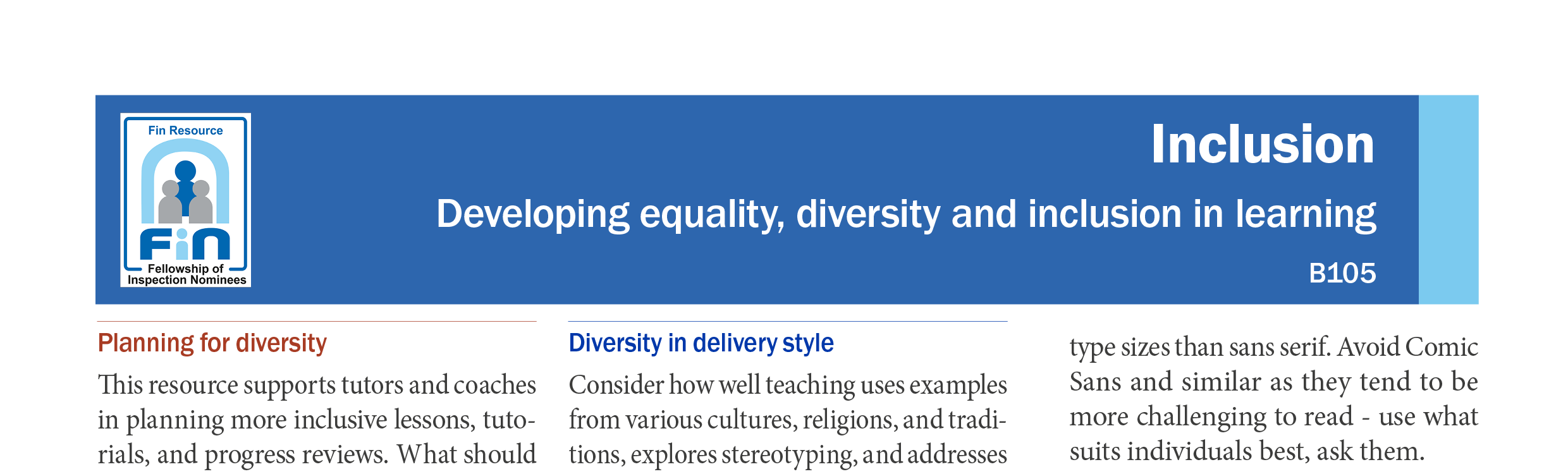 B105. Developing inclusion in learning