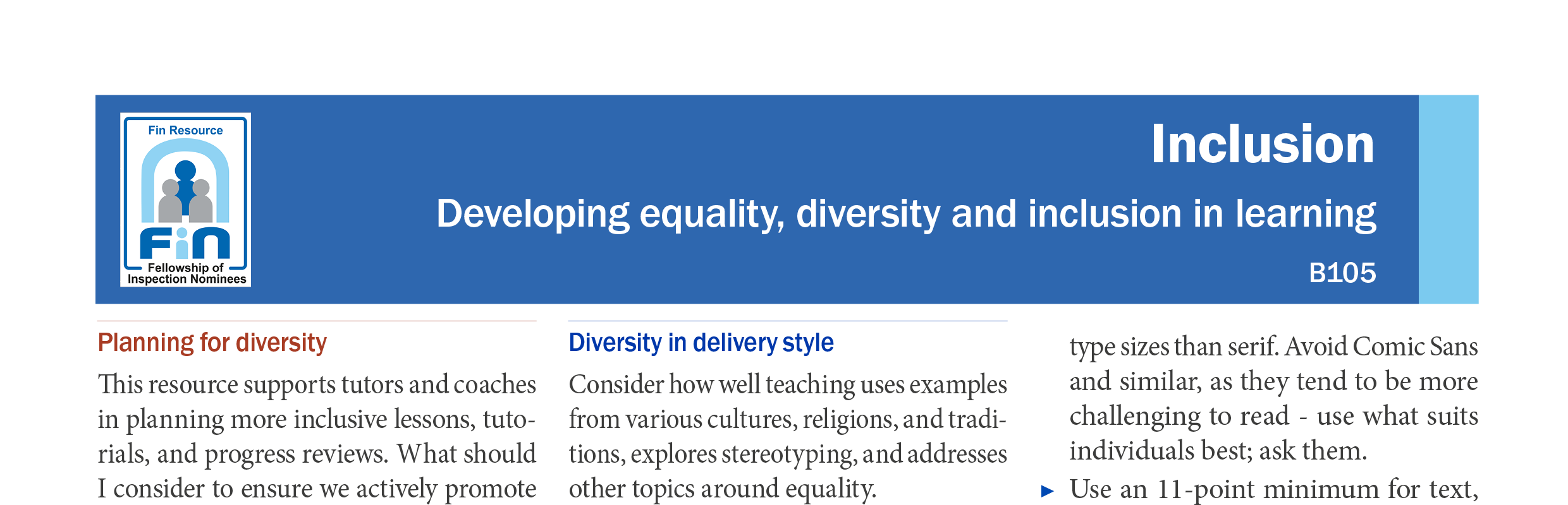 B105. Developing inclusion in learning