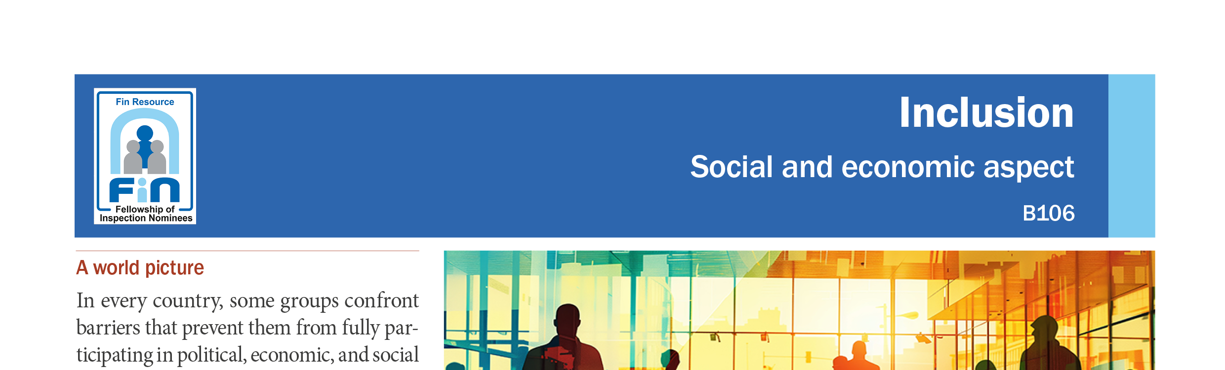 B106. Social and economic context