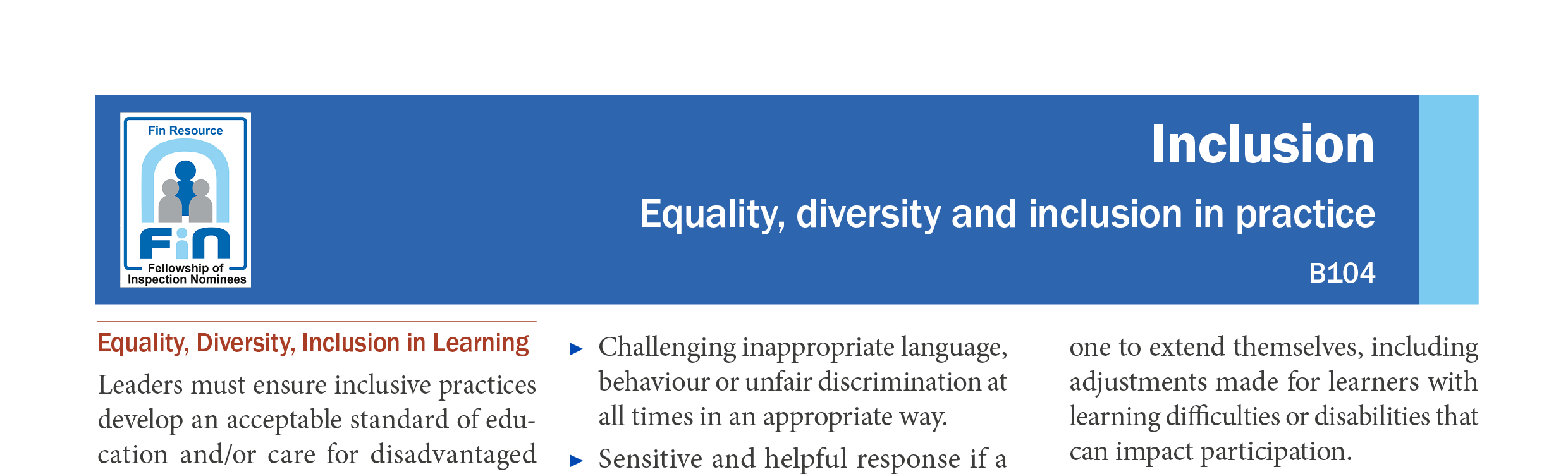 B104. Equality, diversity & inclusion in practice
