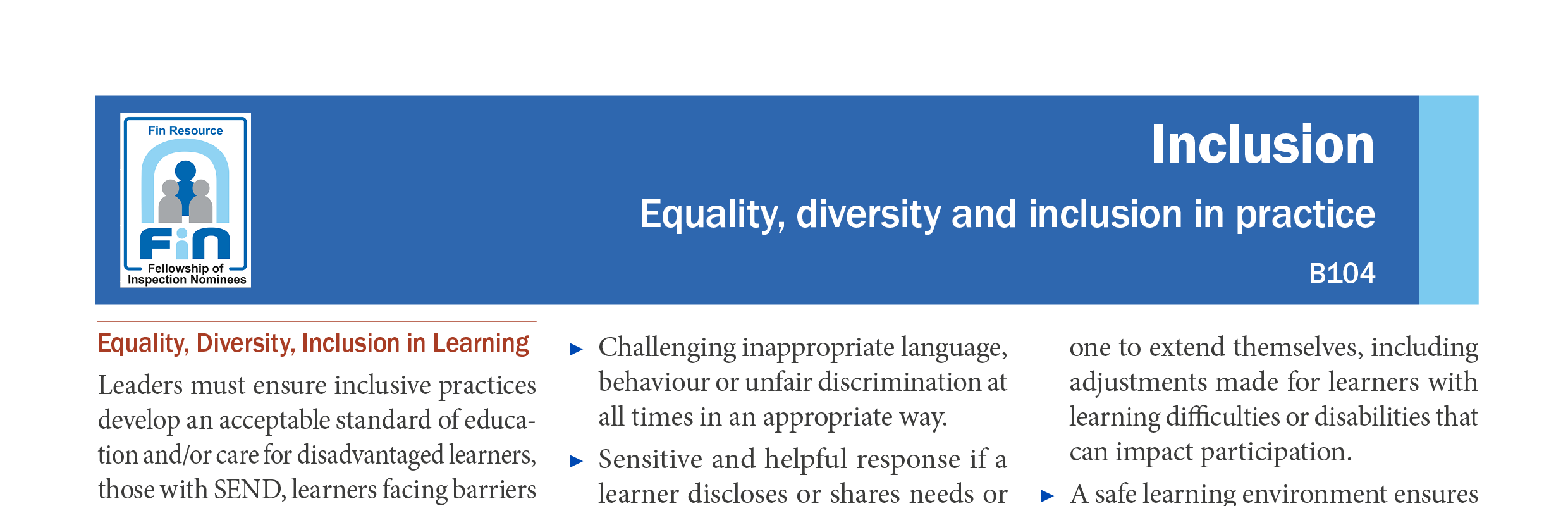 B104. Equality, diversity & inclusion in practice