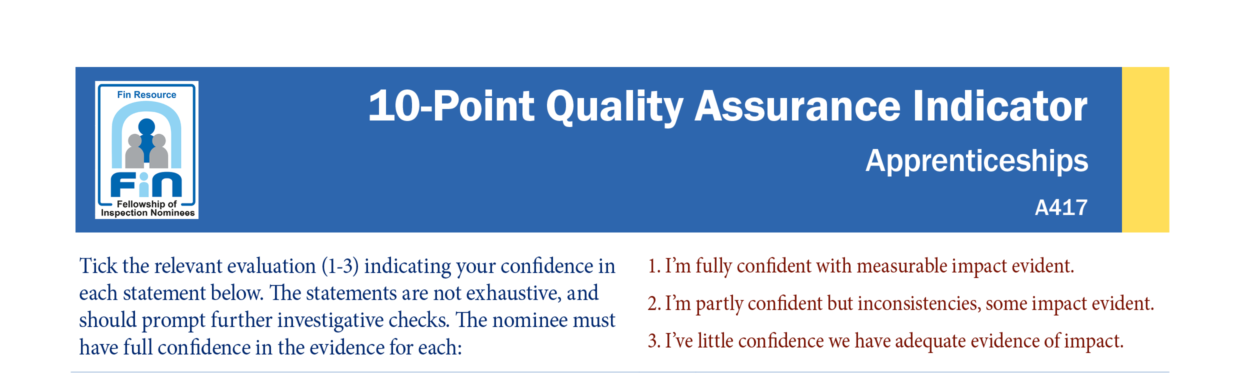 A417. Indicator for quality of apprenticeships