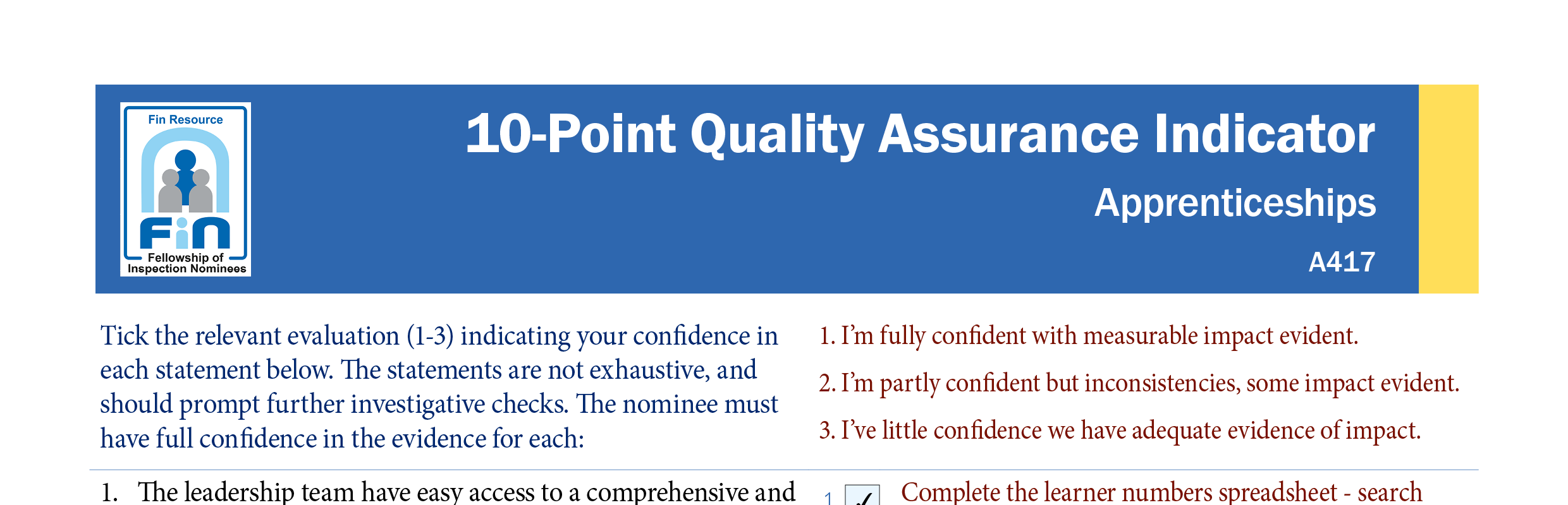A417. Indicator for quality of apprenticeships