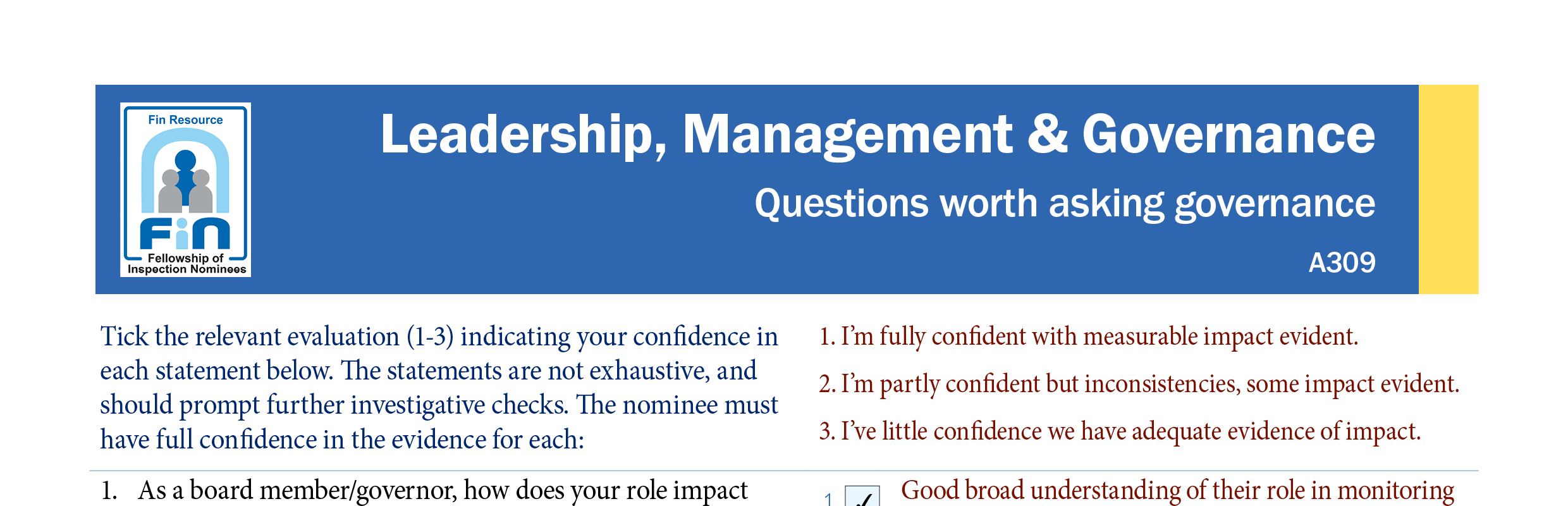 A309. Questions to ask governance