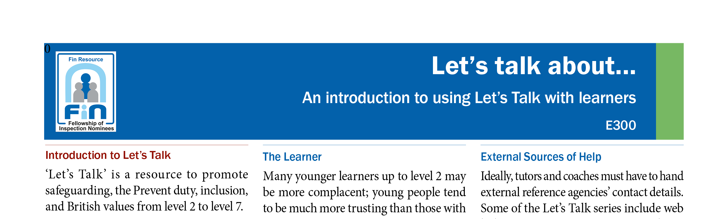 E300. Introduction to Let's Talk
