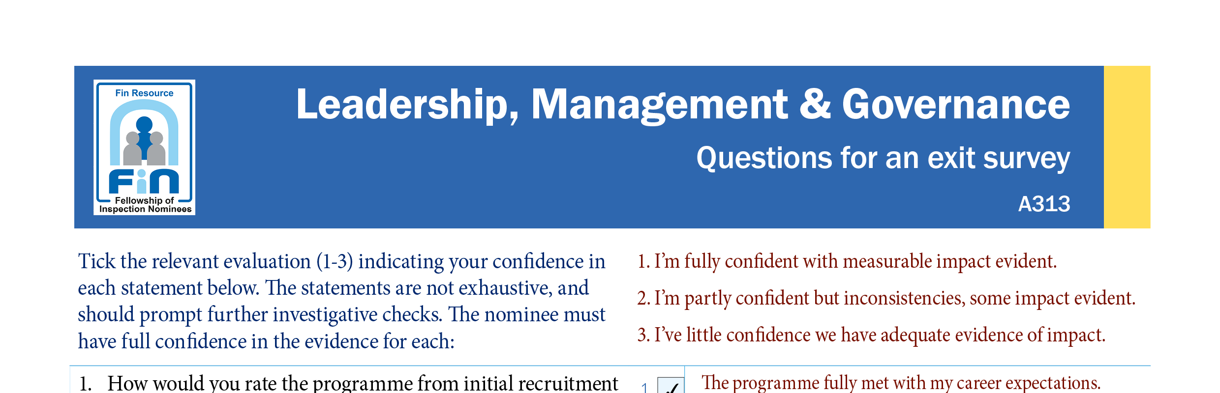 A313. Questions for a learner exit survey