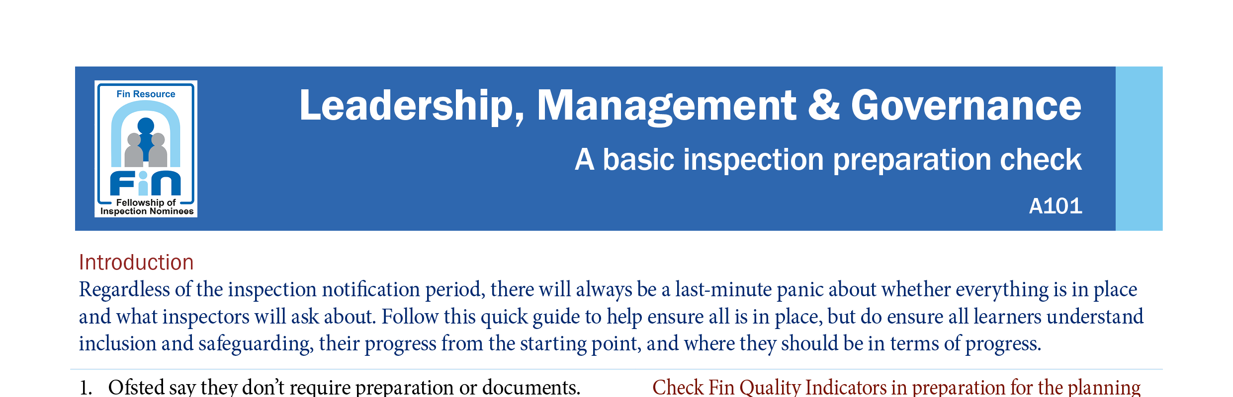 A101. An overview guide to preparation