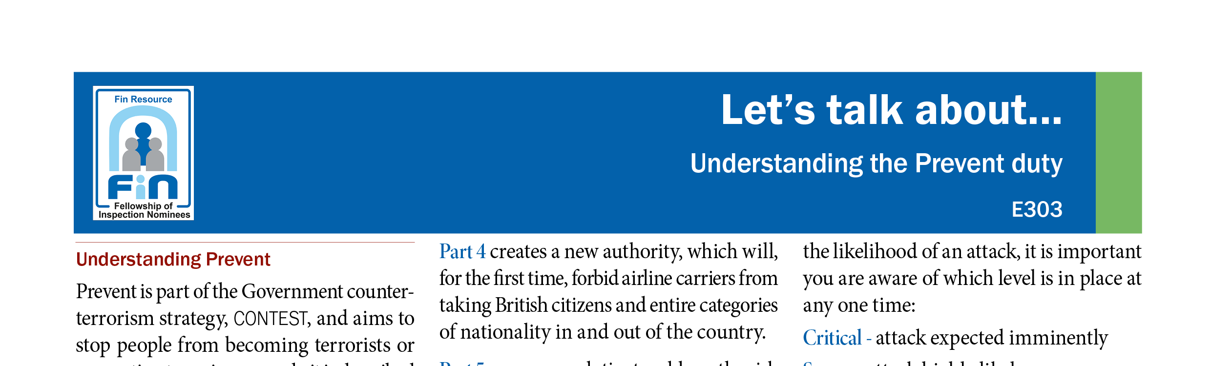E303. Understanding the Prevent duty