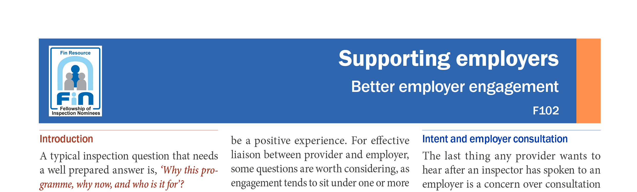 F102. Better employer engagement
