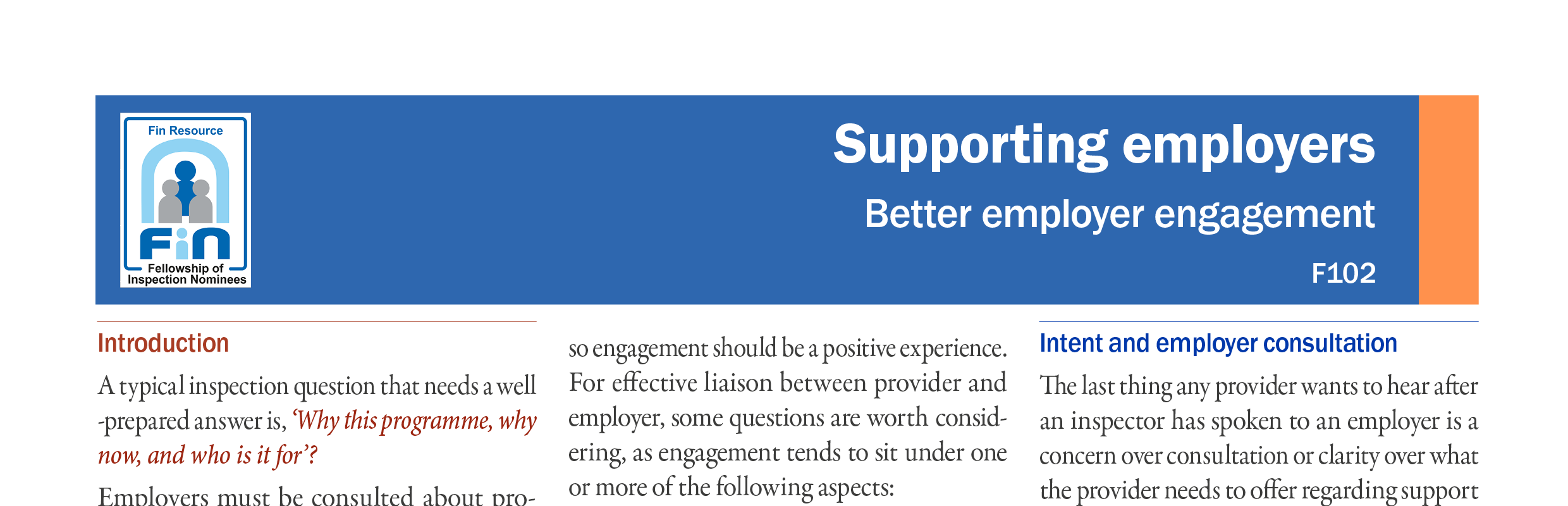 F102. Better employer engagement