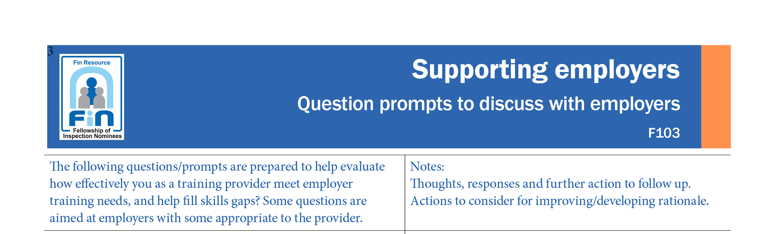 F103. Question prompts to discuss with employers