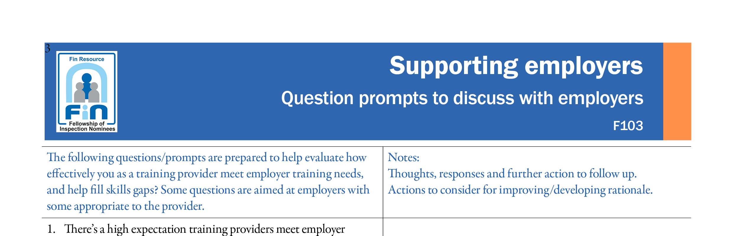 F103. Question prompts to discuss with employers