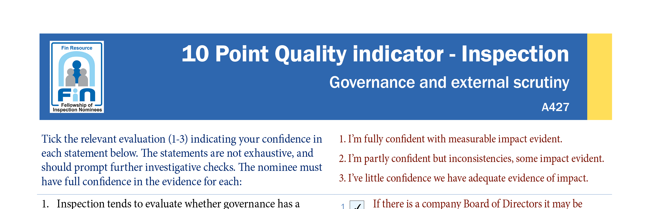 A427. Indicator for governance and external scrutiny