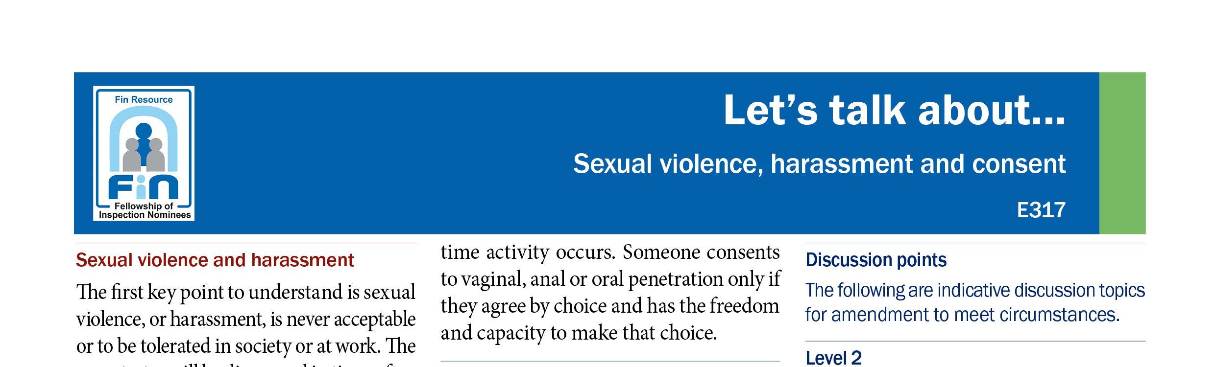 E317. Sexual violence, harassment and consent