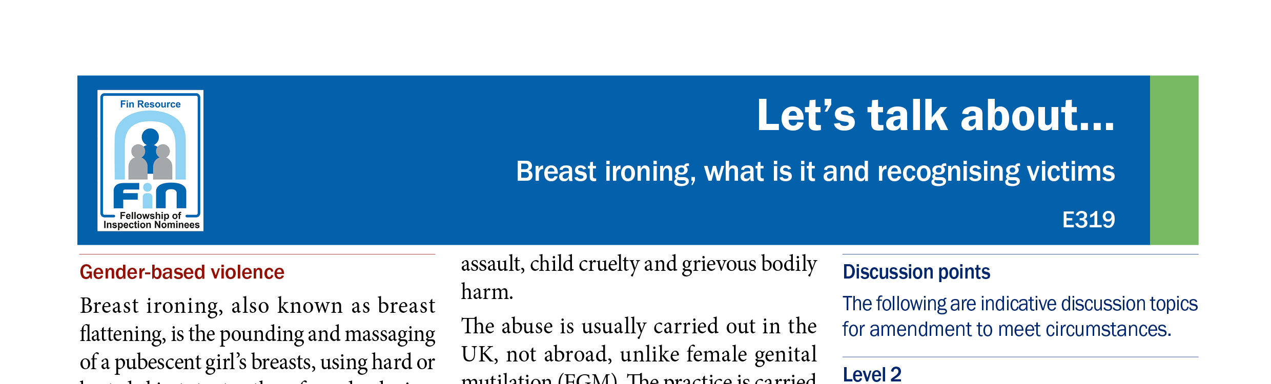 E319. Breast ironing, what is it and supporting victims