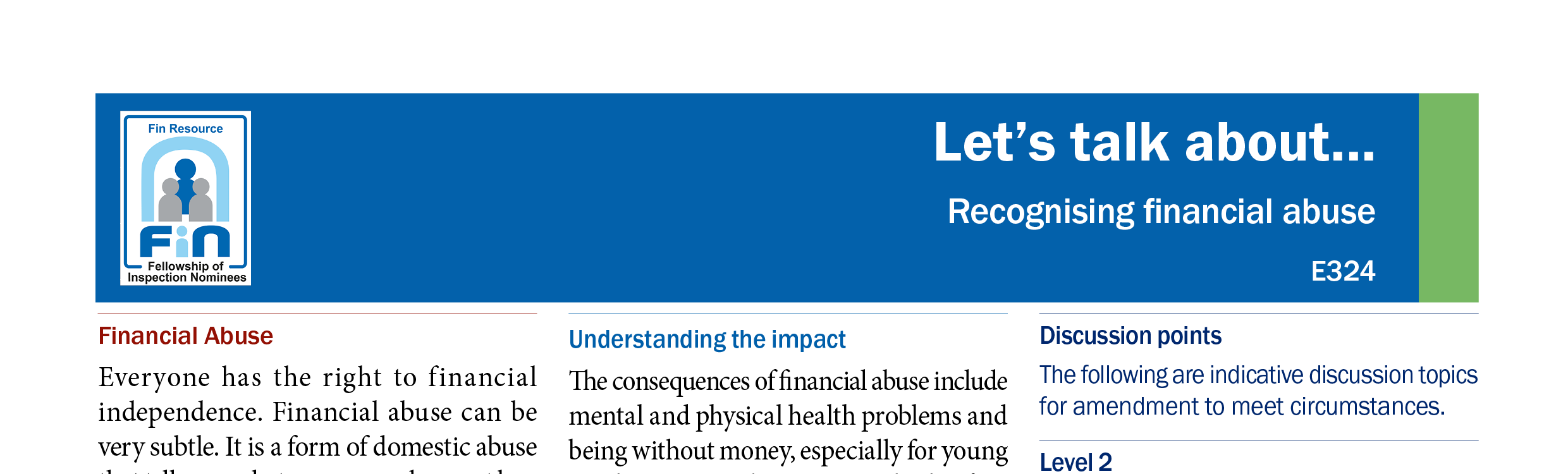 E324. Recognising financial abuse