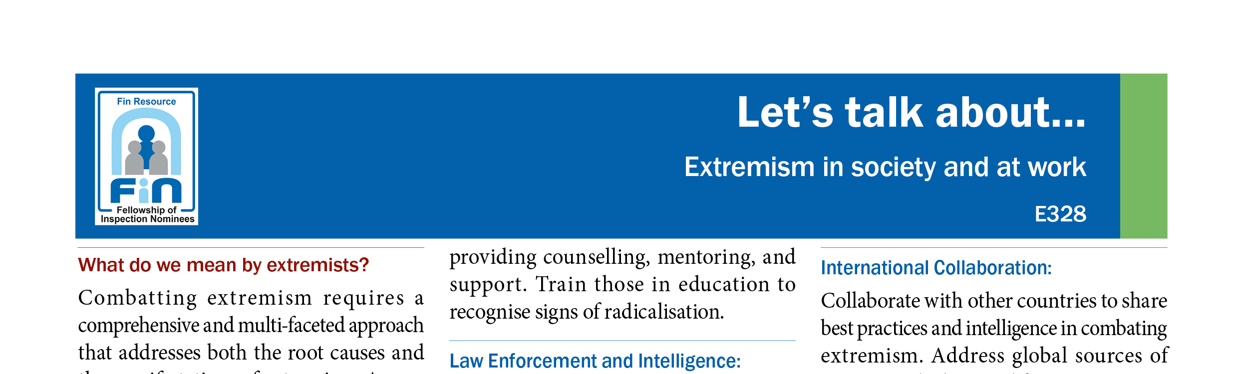 E328. Extremism in society and at work