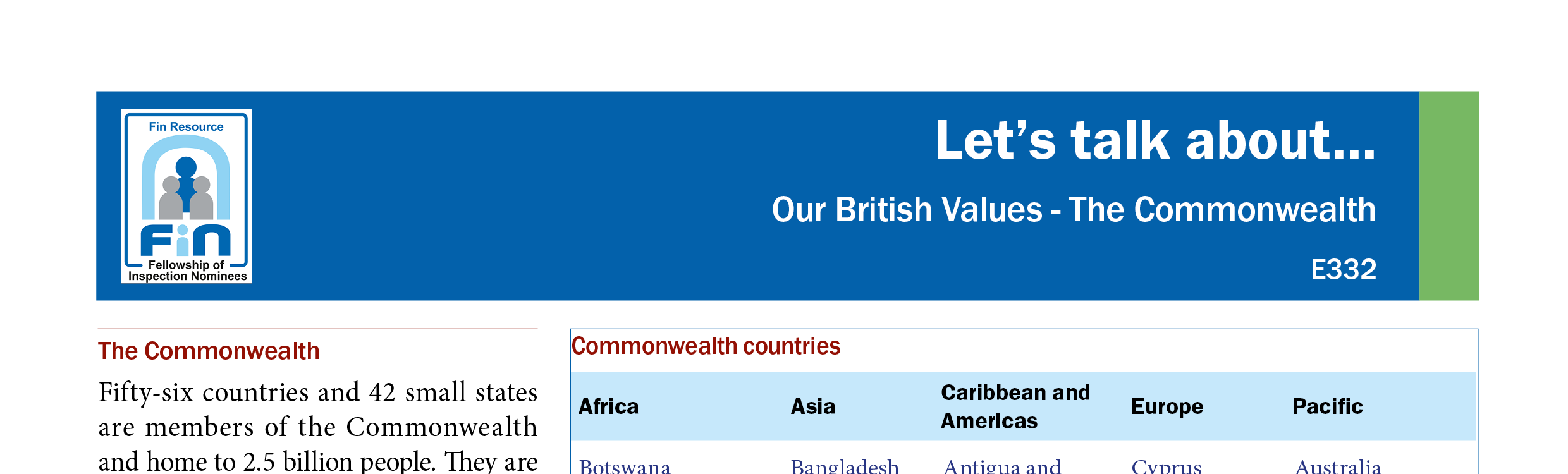 E332. British values - The Commonwealth
