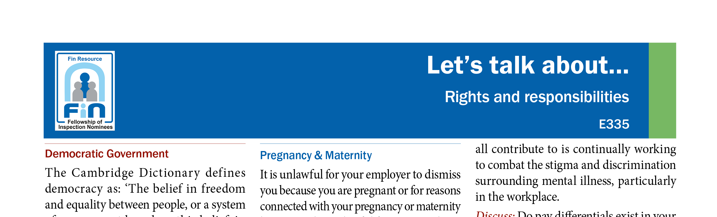 E335. Rights and responsibilities