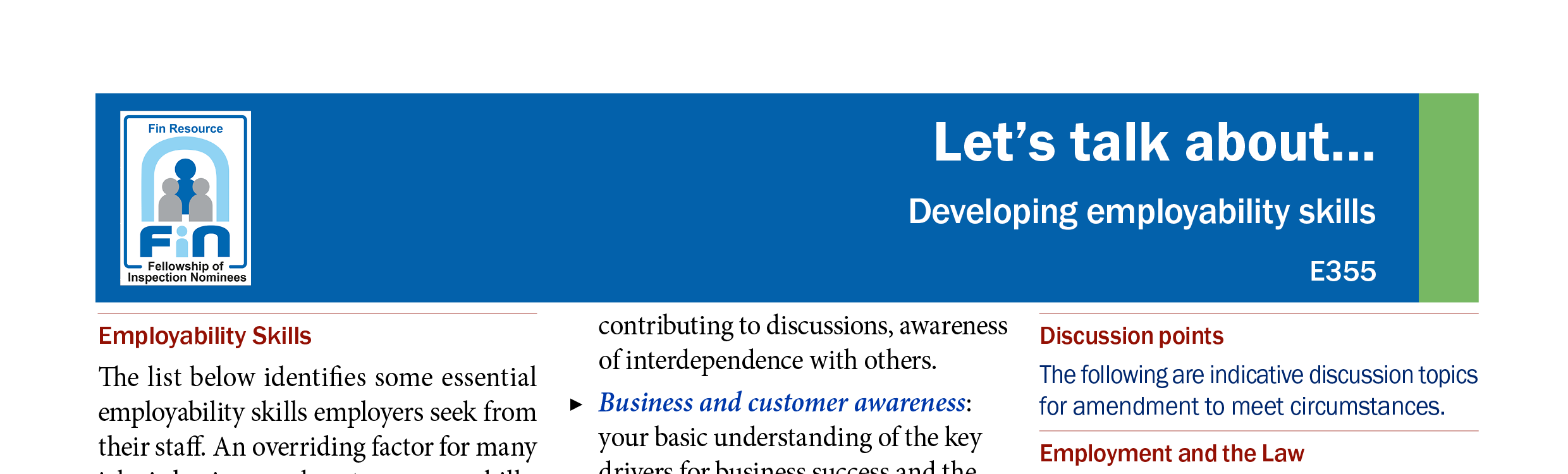 E355. Developing employability skills