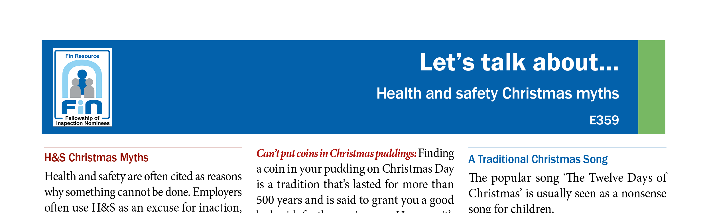 E359. Health & Safety Christmas myths