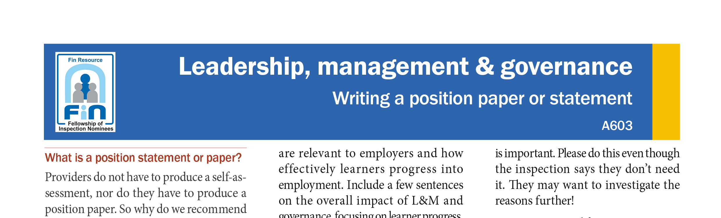 A603. Producing a position paper