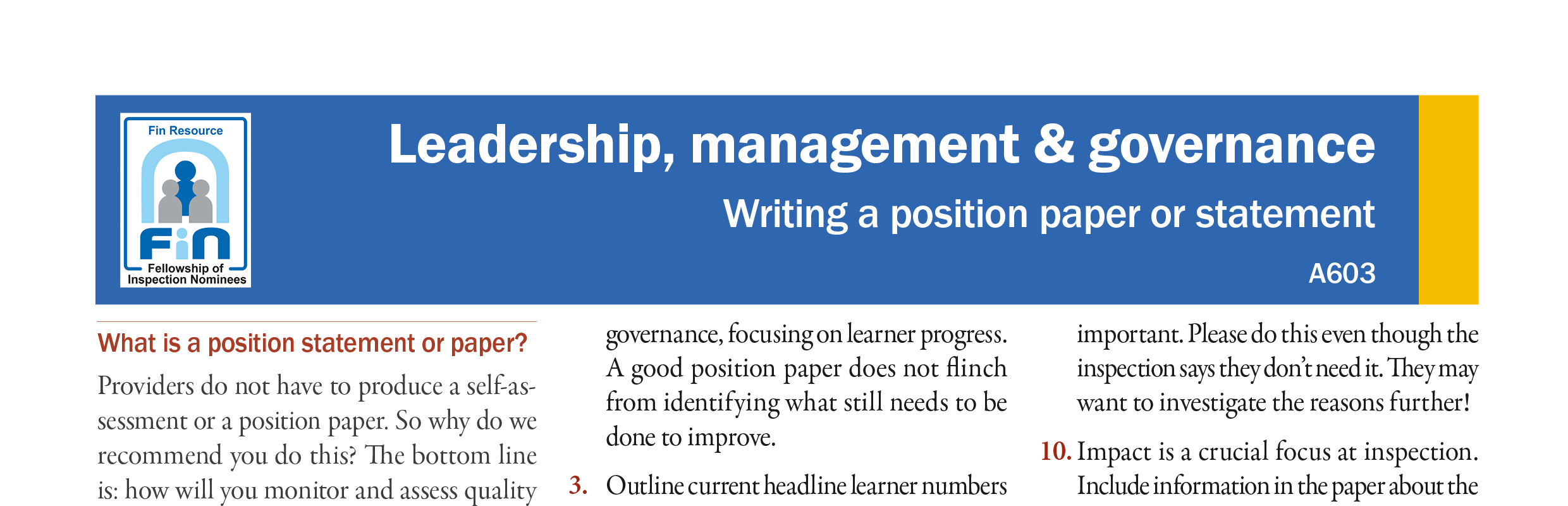 A603. Producing a position paper