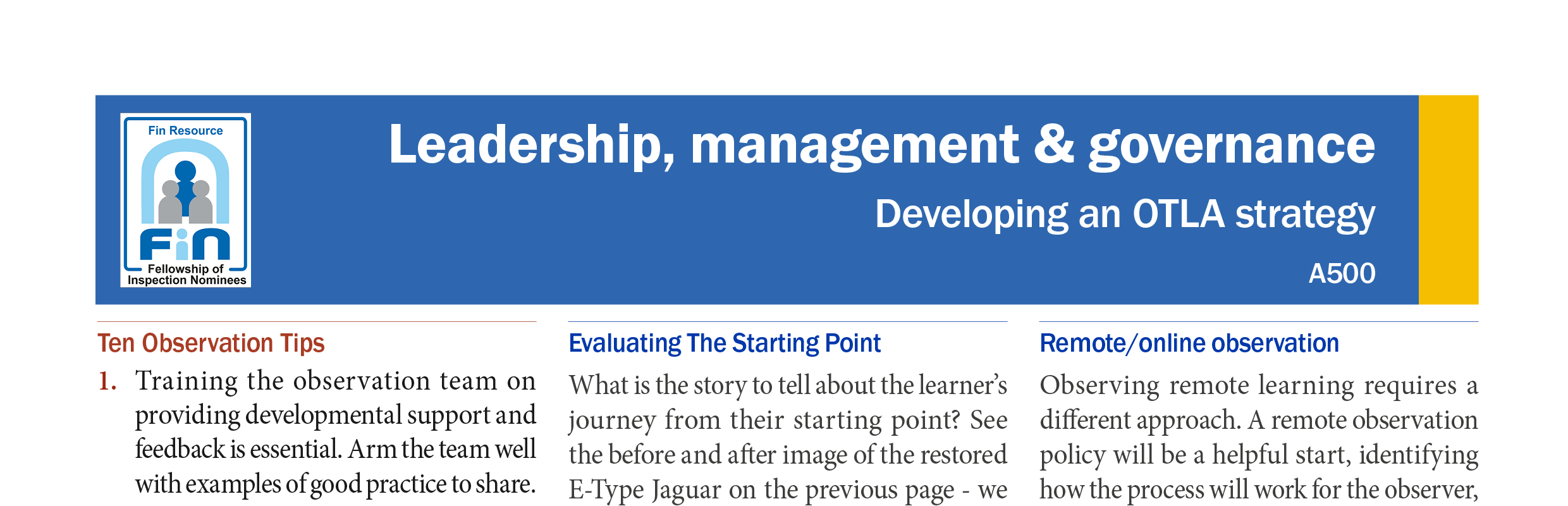 A500. Developing an OTLA strategy