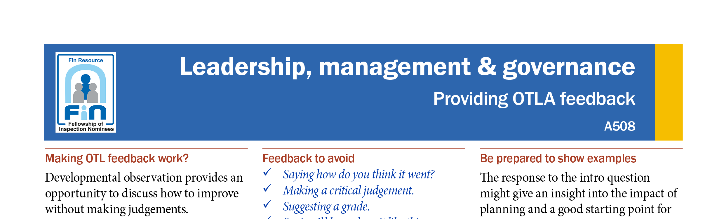A508. Providing OTLA feedback