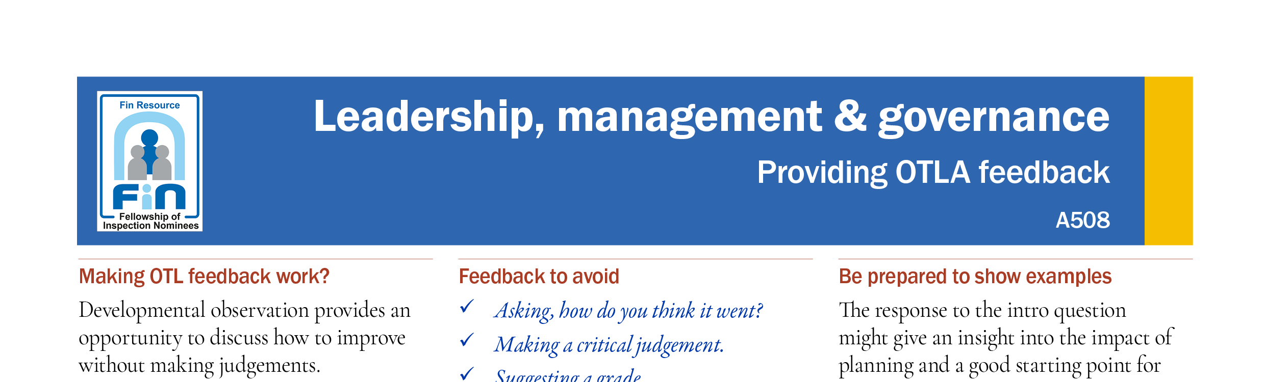 A508. Providing OTLA feedback