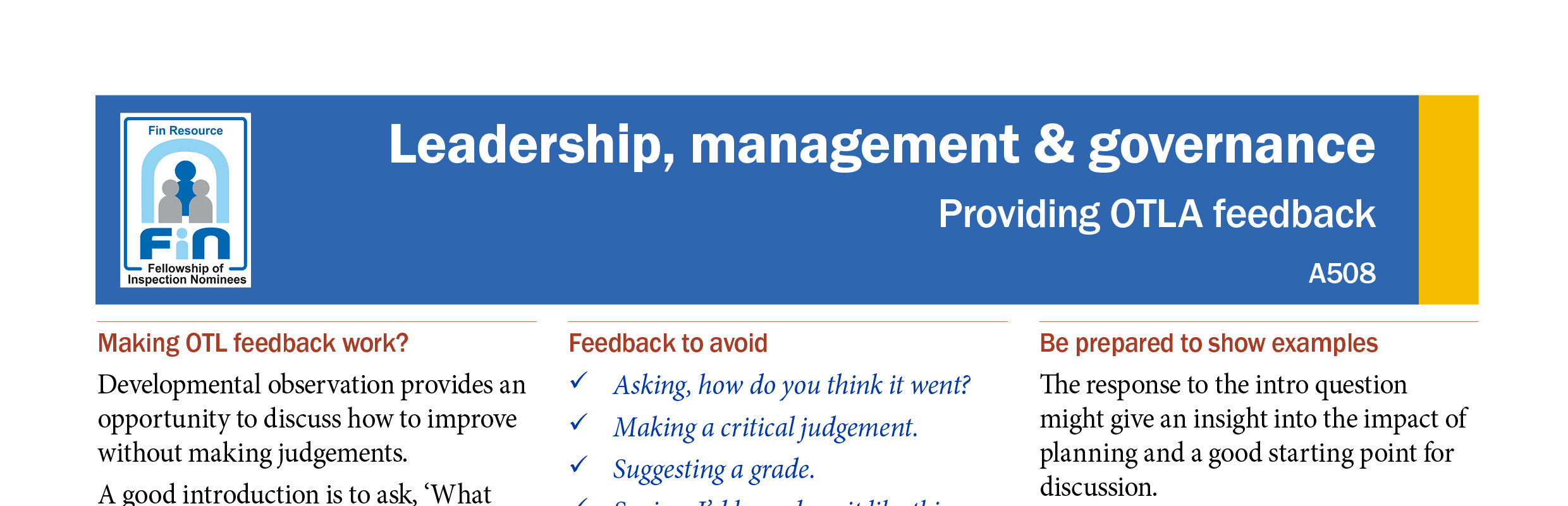 A508. Providing OTLA feedback