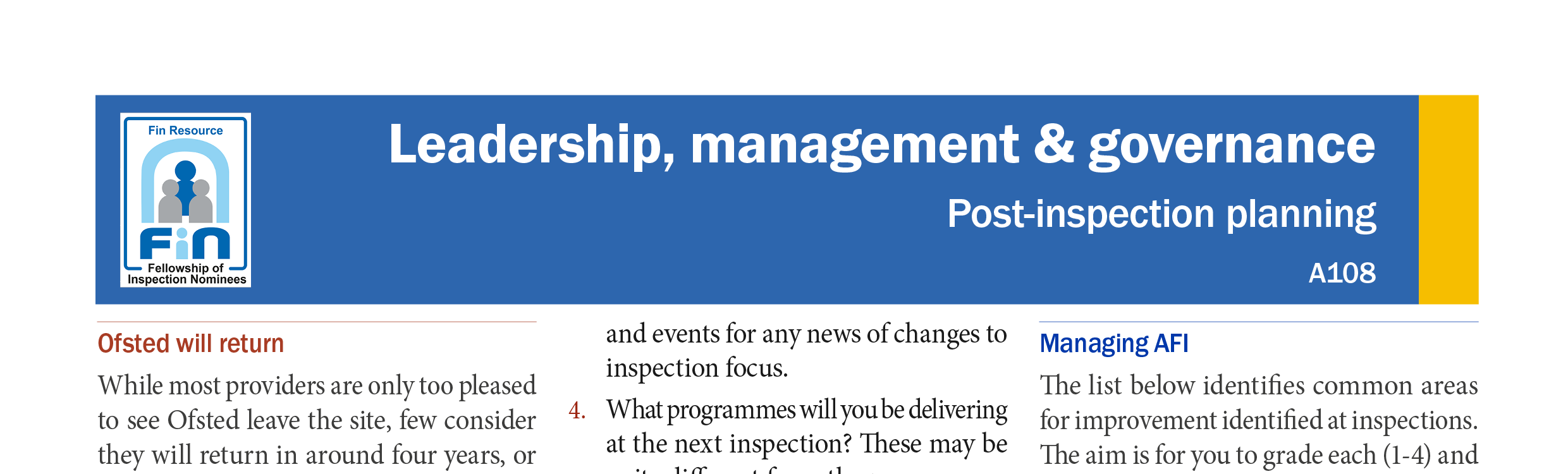 A108. Post-inspection planning