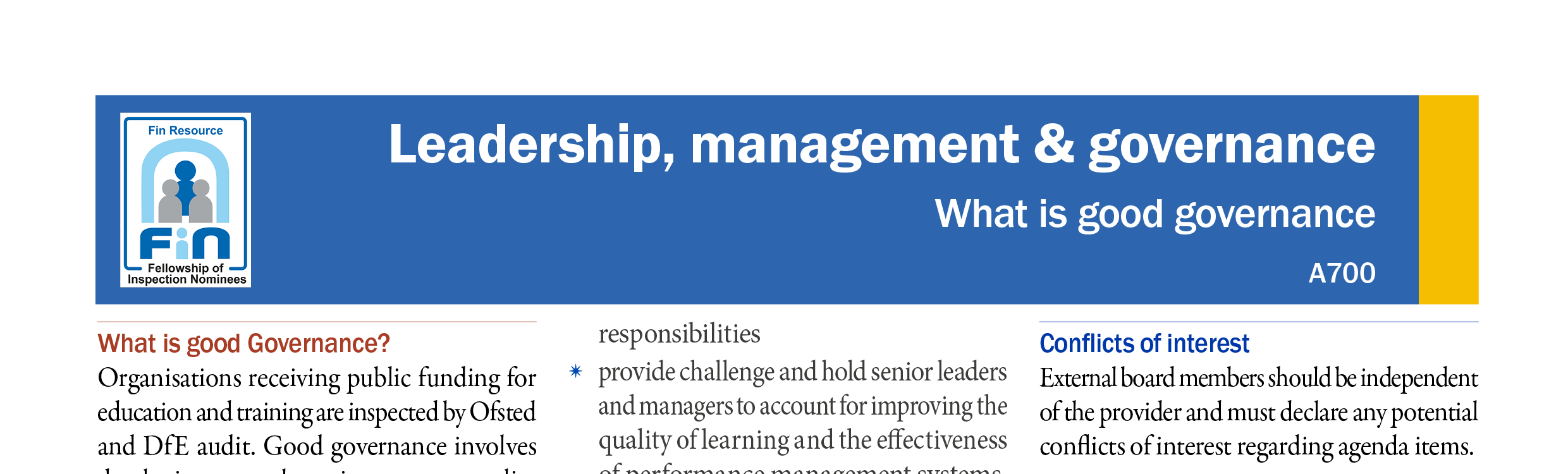 A700. What is good governance