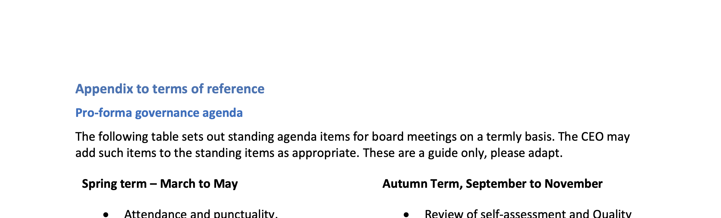 A701. Board sample terms of reference