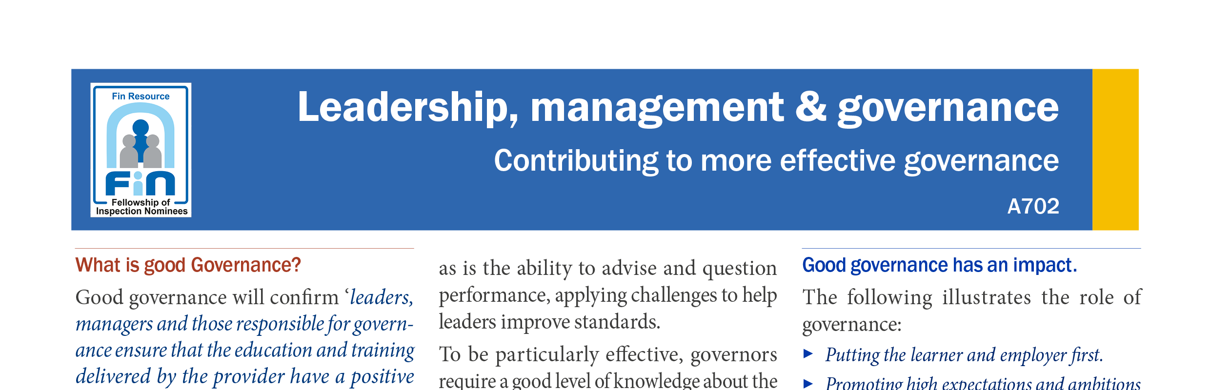 A702. Being a more effective governor