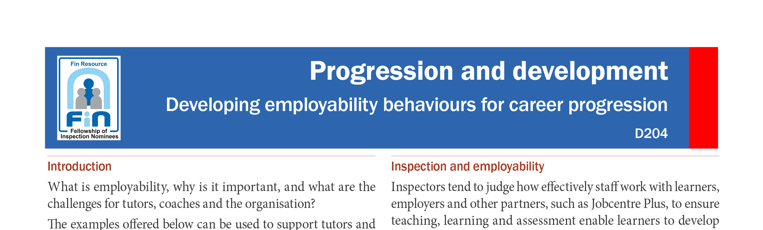 D204. Improving employability behaviours