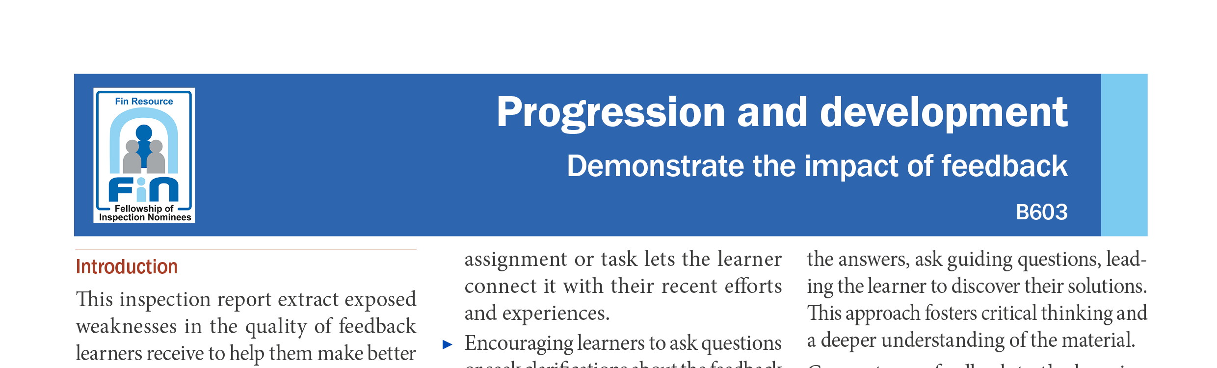 B603. Demonstrate the impact of feedback