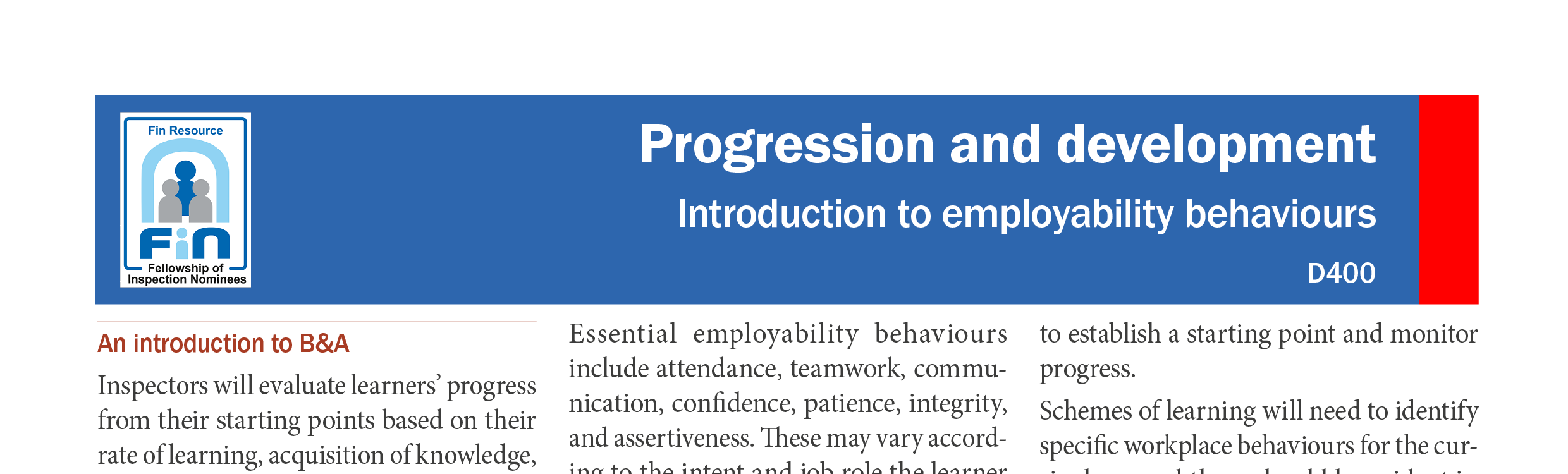 D400. Introduction to employability behaviours