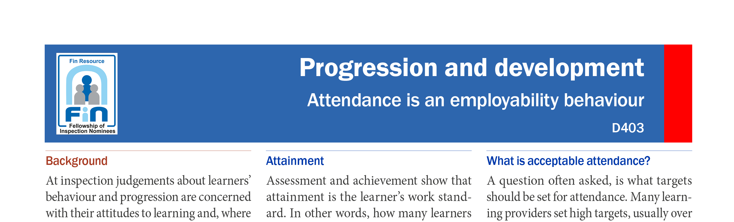 D403. Attendance is an employability behaviour