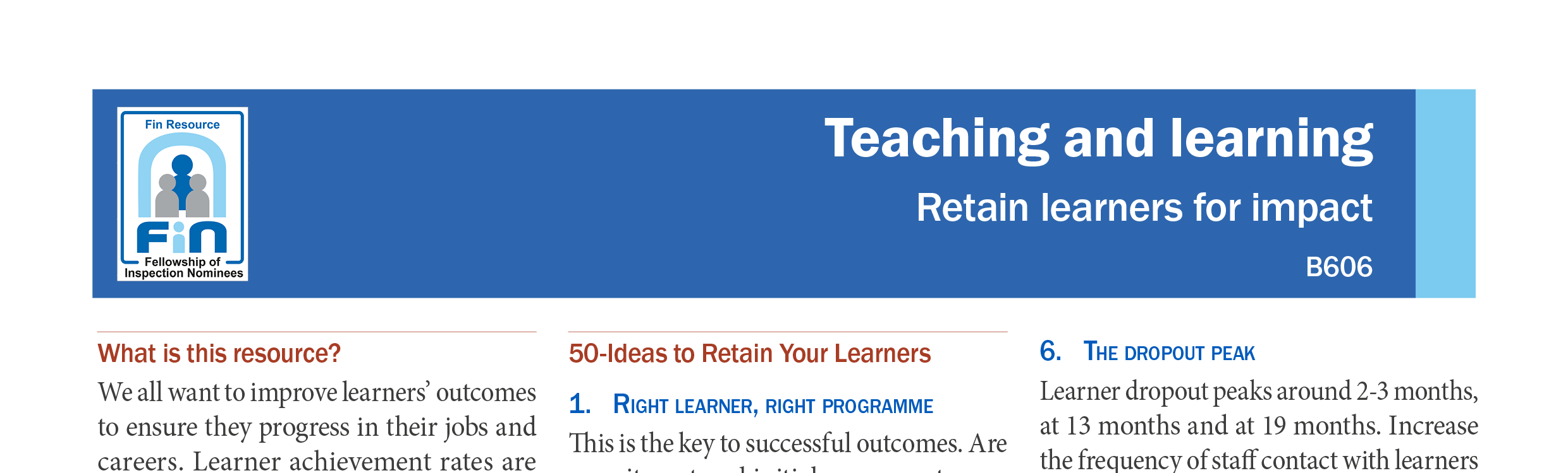B606. 50 ways to improve retention