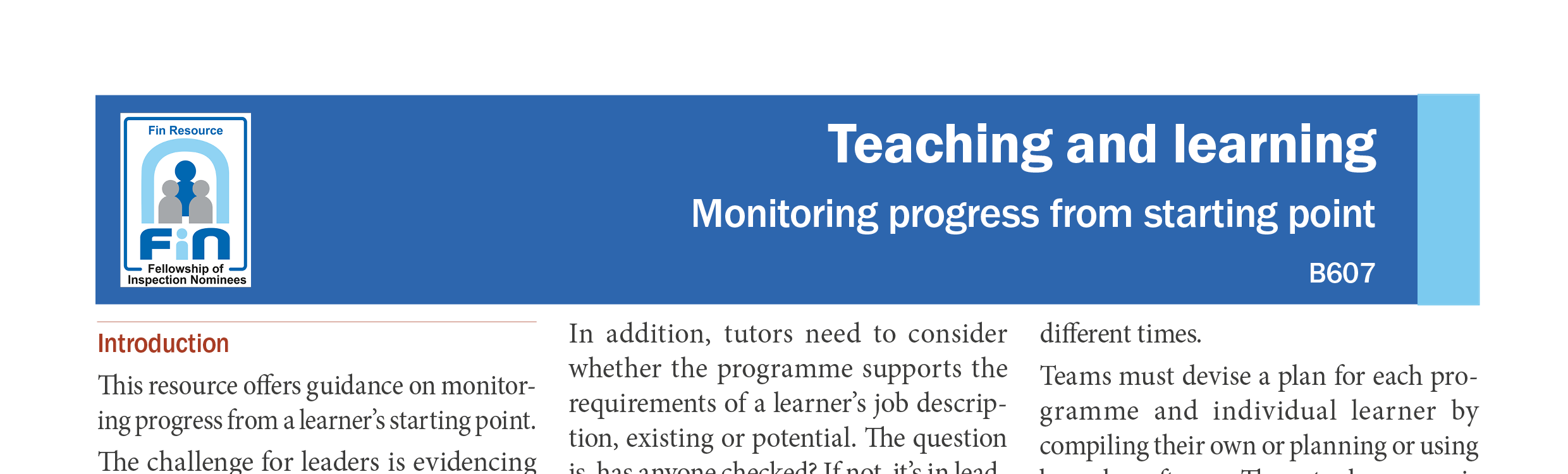 B607. Monitoring progress from starting point
