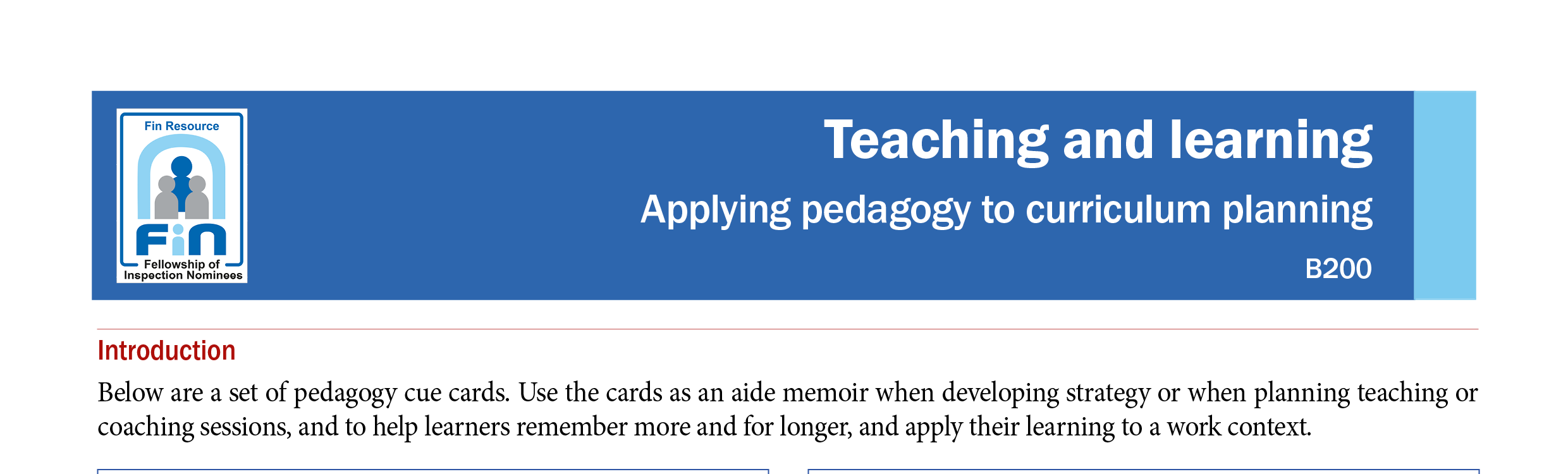 B200. Apply pedagogy to curriculum planning